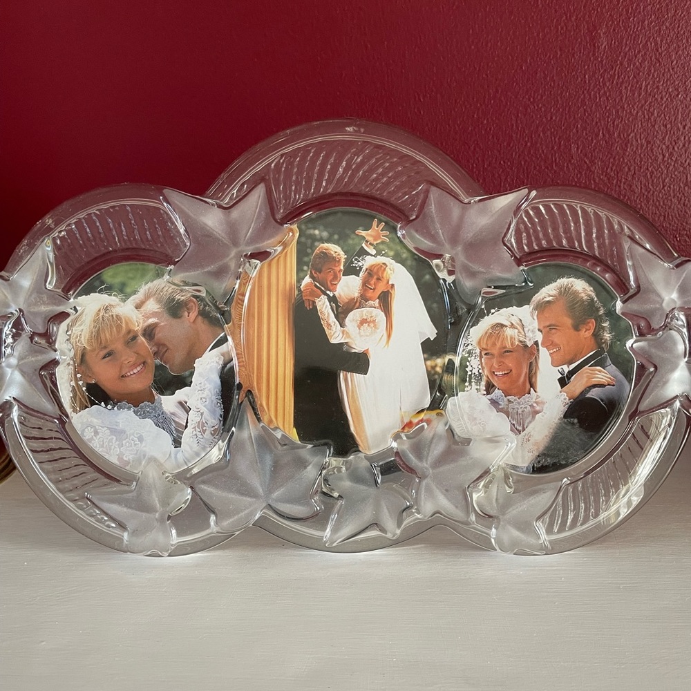 Mikasa Crystal Parisian Ivy triple picture frame